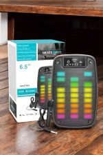 Kablosuz Bluetooth Hoparlör Taşınabilir 6.5 inç LED Işık Kareoke - Görsel 2