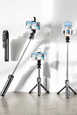Tripod Kablosuz Bluetooth Bağlantılı Selfie Çubuğu 360 Derece Dönebilen - Görsel 2