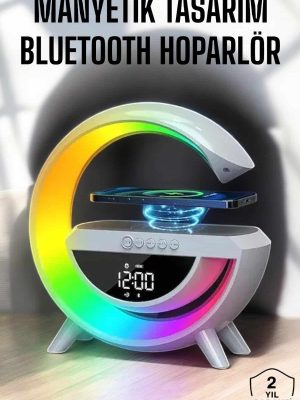 Bluetooth Hoparlör Dijital Göstergeli Wireless Şarj RGB Işıklı