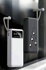 20.000 Mah Led Işıklı LCD Ekran USB Girişli Type-C Lightning Powerbank - Görsel 4