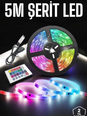 Led Işık 5 Metre Şerit Led RGB Işıklı