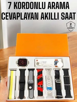 Akıllı Saat 7 Kordonlu Bildirim Görebilen Metal Kordon GPS Özelliği
