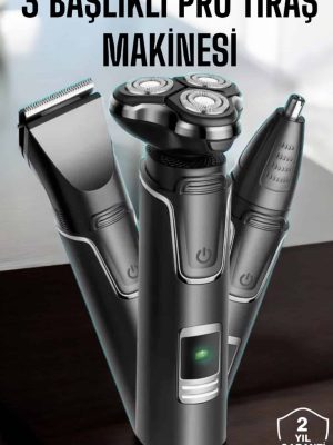 Yüksek Performanslı 3 Başlıklı Profesyonel Tıraş Makinesi