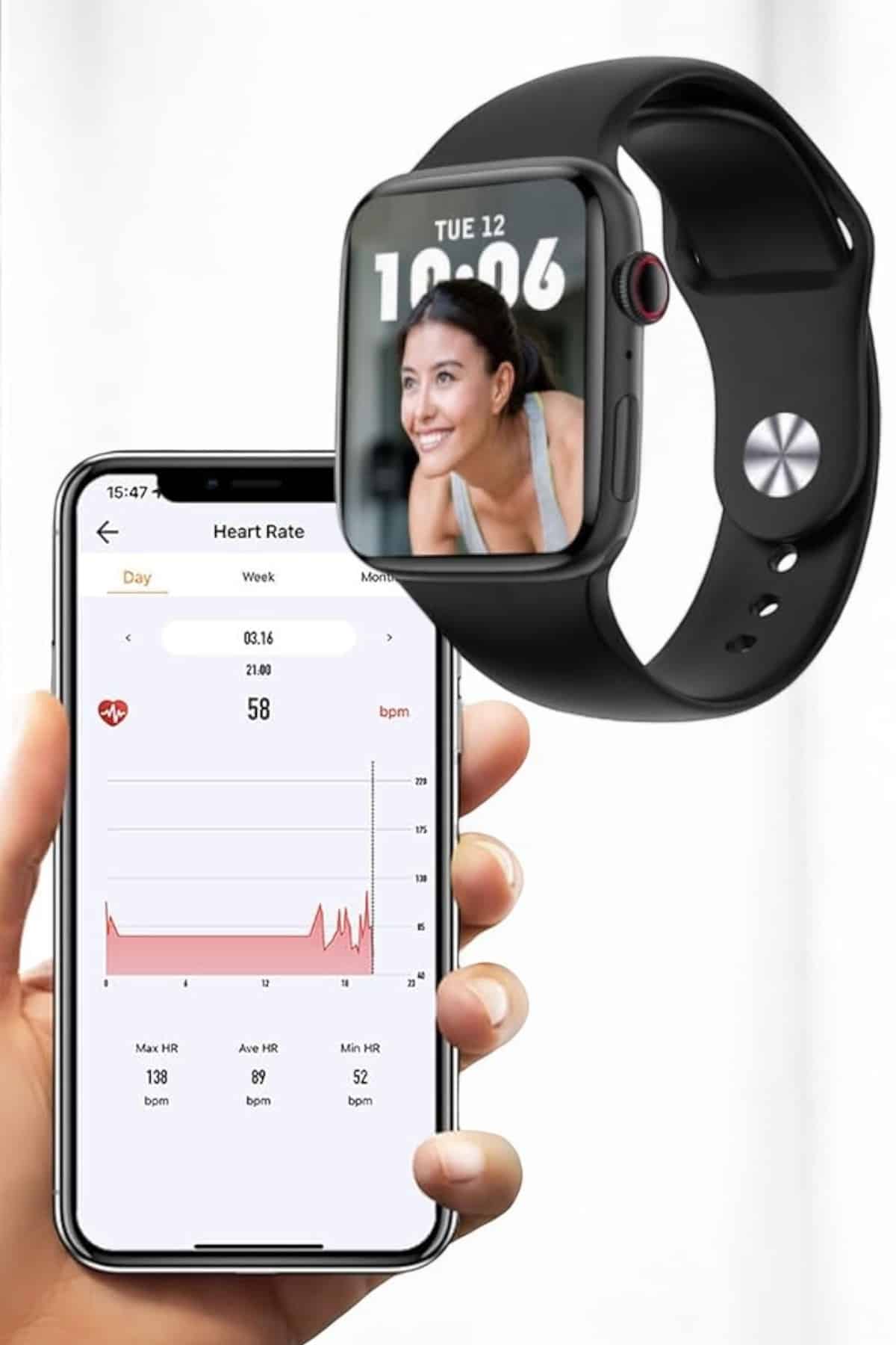 1216255_IMG_3526-Photoroom.jpg Akıllı Saat Bluetooth Bağlantı ve 24 Saat Sağlık İzleme GPS Arama Cevaplama - Görsel 4