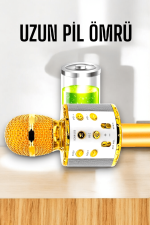 Kablosuz Bluetooth Karaoke Mikrofon USB ve AUX Girişli, Yüksek Ses Kalitesi - Görsel 4