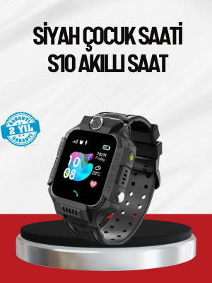 S10 Akıllı Çocuk Saati Siyah Model Çift Yönlü Konuşma ve SOS