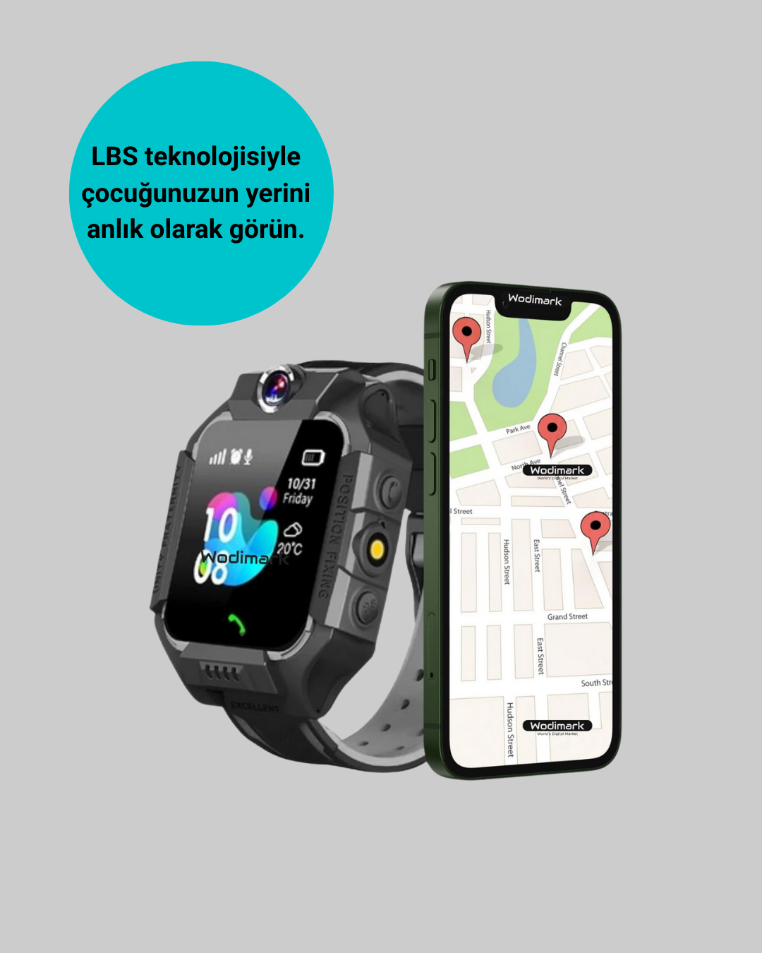 1216529_8-57.png S10 Akıllı Çocuk Saati Siyah Model Çift Yönlü Konuşma ve SOS - Görsel 2