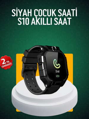 S10 Siyah Çocuk Takip Saati Güvenli Alan Uyarısı ve Sesli Mesaj