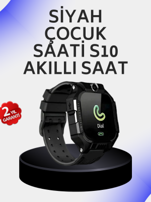 S10 Akıllı Çocuk Saati Siyah Tasarım Adımsayar ve Alarm Fonksiyonu