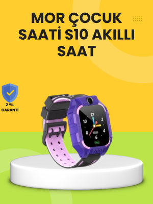 S10 Akıllı Çocuk Saati Mor Tasarım Adımsayar ve Alarm Fonksiyonlu