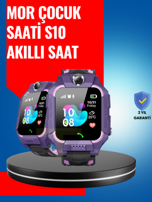 S10 Mor Akıllı Çocuk Saati Geçmiş Konum ve Acil Durum Uyarılı