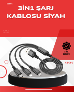 Dayanıklı Metal Başlıklı 3’ü 1 Arada Şarj Kablosu – Tüm Cihazlarla Uyumlu