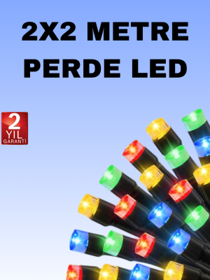 Noel ve Parti Dekorasyonu İçin 2x2 LED Perde Işık – 8 Fonksiyonlu