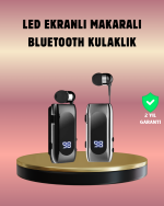 Dijital Göstergeli Bluetooth Kulaklık – Klipsli ve Şık Tasarım