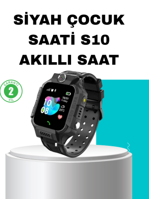 S10 Siyah Akıllı Çocuk Saati Konum Takip ve Güvenlik Özellikli