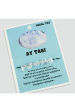 Ay Taşı Doğaltaşlı İp Bileklik-Açık Mavi