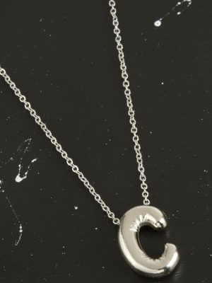 C Harfli Balon Kolye-Gümüş Rengi