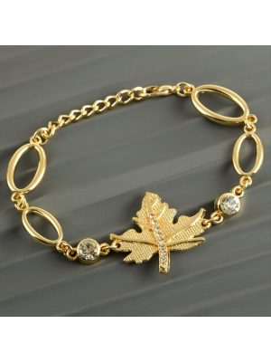 Yaprak Taşlı Trend Bileklik-Sarı