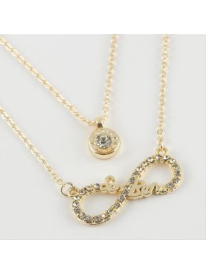 Sen Ben Yazılı Sonsuzluk Figürlü Yeni Sezon İkili Kolye-Sarı