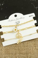 3 Adet Papatya Trend Zincir Bileklik-Sarı - Görsel 3