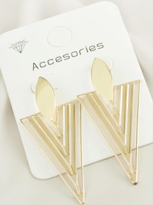 Üçgen Trend Metal Küpe-Sarı