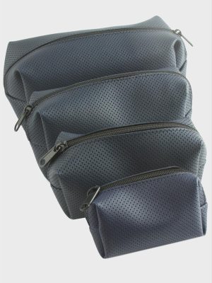 4 Adet El Tutmalı Makyaj Çantası-Lacivert