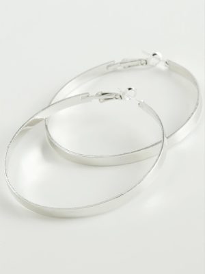 Bilezik Şekilli Trend Halka Küpe 5 cm-Gümüş Rengi