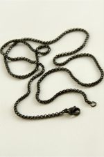 Kare Zincir Çelik Kolye 45 cm-Siyah