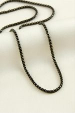Kare Zincir Çelik Kolye 45 cm-Siyah - Görsel 2