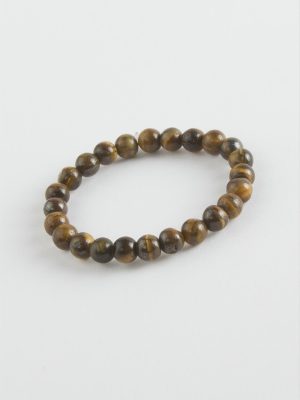 Çocuk Kaplangözü Doğaltaş Bileklik 6 mm-Kahverengi