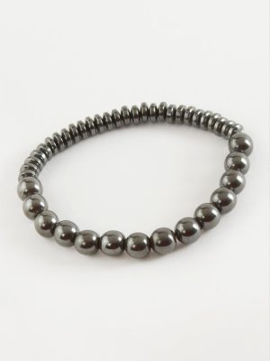 Hematit Onix Doğaltaş Bileklik-Antrasit