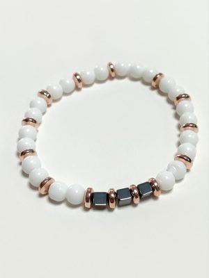 Sedef Doğaltaş Bileklik 6 mm-Beyaz