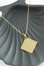 Kare İsim Yazılabilir Kolye-Sarı - Görsel 3