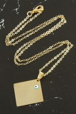 Kare İsim Yazılabilir Kolye-Sarı