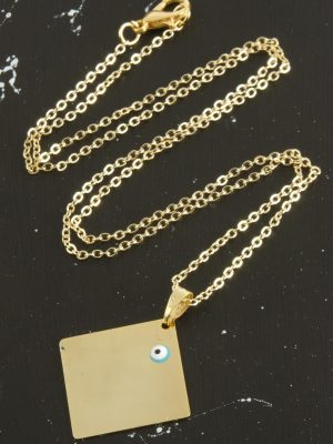 Kare İsim Yazılabilir Kolye-Sarı