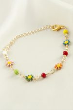 Papatya Kristal Mineli Bileklik-Sarı