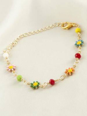 Papatya Kristal Mineli Bileklik-Sarı