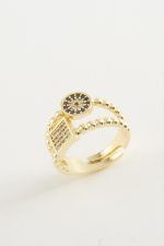 Kare Nazar Taşlı Yüzük-Sarı