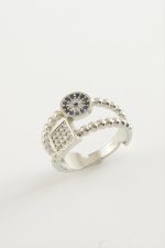 Kare Nazar Taşlı Yüzük-Gümüş Rengi - Görsel 2