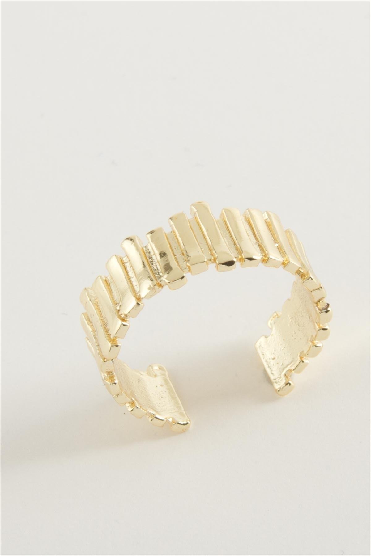 1218458_cizgili-metal-yuzuk-5c9c30.jpg Çizgili Metal Yüzük-Sarı - Görsel 2