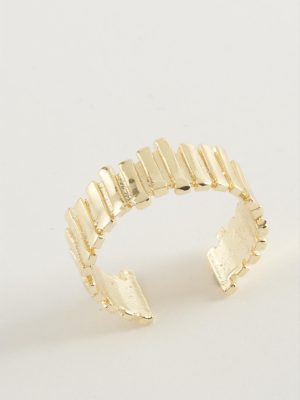 Çizgili Metal Yüzük-Sarı