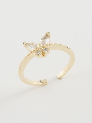 Kelebek Zirkon Taşlı Yüzük-Sarı