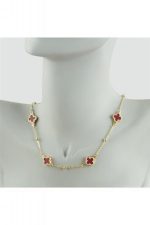 Çiçek Mineli Yeni Sezon Zincir Kolye 45 cm-Mavi - Görsel 2