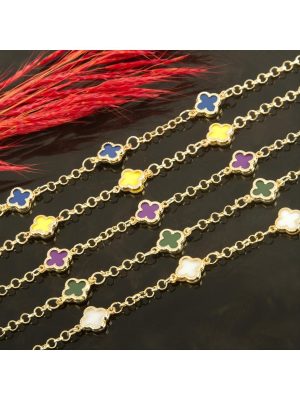 Çiçek Mineli Yeni Sezon Zincir Bileklik-Sarı