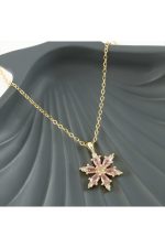 Lotus Zirkon Taşlı Yeni Sezon Kolye-Açık Pembe - Görsel 2