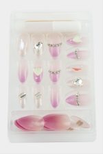 Misyul Taşlı Takma Tırnak 24 Adet-Pembe - Görsel 2