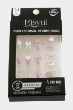 Misyul Taşlı Takma Tırnak 24 Adet-Pembe - Görsel 3