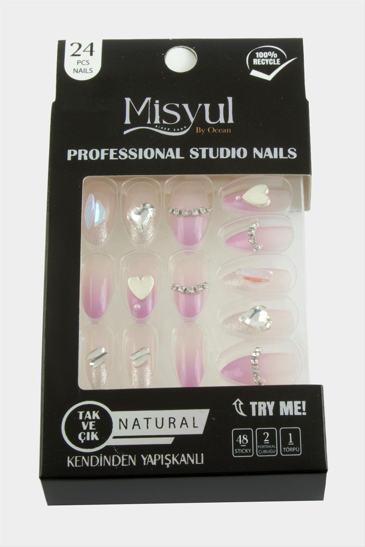 1218548_Misyul-Tasli-Takma-Tirnak-24-Adet-a6c2.jpg Misyul Taşlı Takma Tırnak 24 Adet-Pembe - Görsel 3