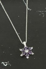 Lotus Zirkon Taşlı Trend Kolye-Mor