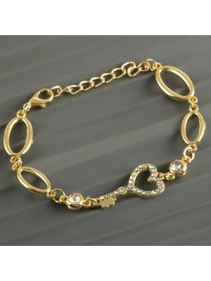 Kalp Anahtar Taşlı Trend Bileklik-Sarı